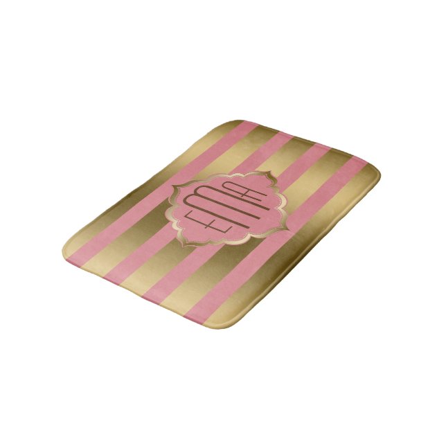Tapis De Bain Bandes Or Et Rose (Angle)
