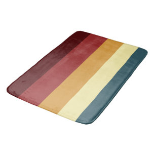 Tapis De Bain Bandes rouges, turquoises et jaunes