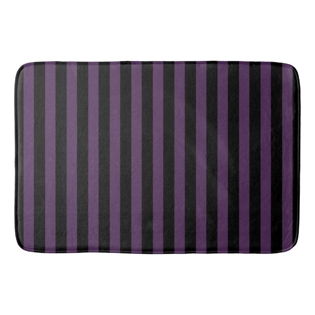Tapis De Bain Bandes violettes foncées et noires (Devant)