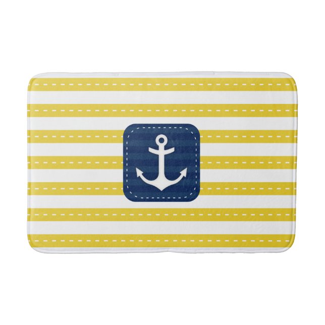 Tapis De Bain Bannière bleu marine Bannière bleu marine Ancre (Devant)