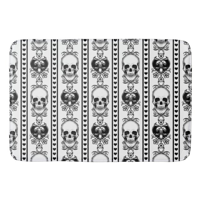 Tapis De Bain Baroque Crâne Motif blanc (Devant)