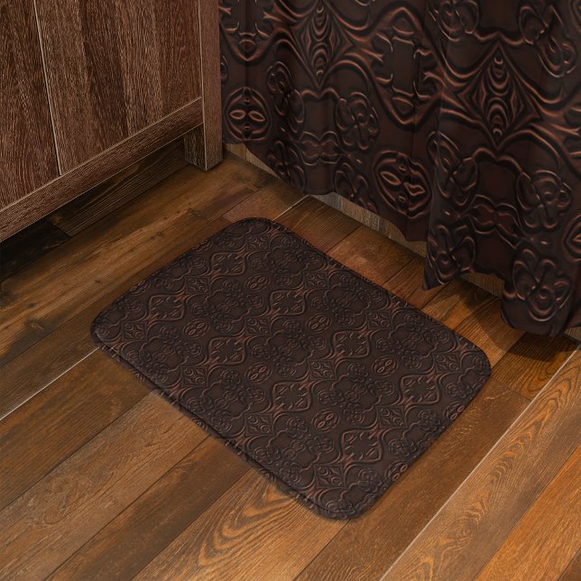 Tapis De Bain Baroque Floral Faux Motif en cuir (Créateur téléchargé)