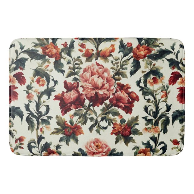Tapis De Bain baroque italien. Fleurs et Feuilles chics (Devant)