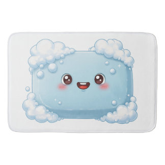 Tapis De Bain Barre de savon bleue mignonne avec bulles