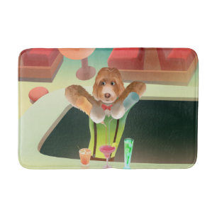 Tapis De Bain Bartending Dog in Retro Bar