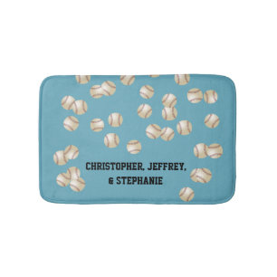Tapis De Bain Baseball Choisissez votre couleur, nom, bleu clair