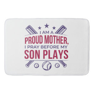 Tapis De Bain Baseball Fier Mère Je Prie Avant Que Mon Fils Ne J