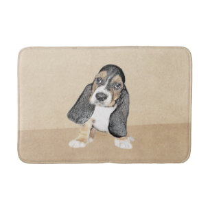 Tapis De Bain Basset Hound Peinture Chiot - Art Chien original