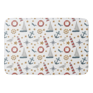 Tapis De Bain Bateau à voile Rose Ancre marine