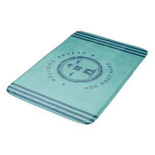 Tapis De Bain Bateau club d'Ancres nautiques Blue Navy Retro Na