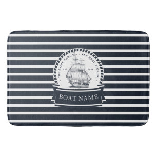 Tapis De Bain Bateau marin bleu marine Personnalisé