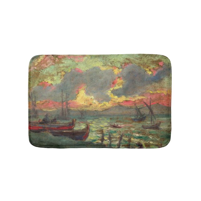 Tapis De Bain Bateaux à voile sur le rivage (par Kimon Loghi) (Devant)