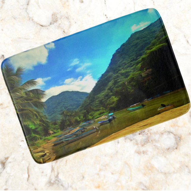 Tapis De Bain Bateaux de pêche de la rivière Mismaloya 0344 (Créateur téléchargé)