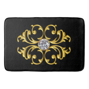 Tapis De Bain Bath Matt de diamant de gemme d'ornement d'or