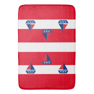 Tapis De Bain Bathmat - Red Stripes Bateau à voile