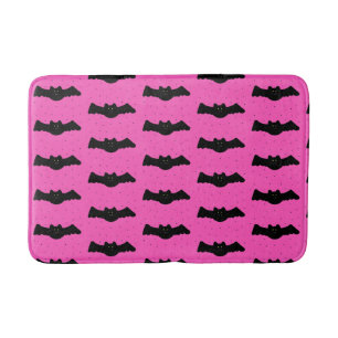 Tapis De Bain Bats d'Halloween roses et noires