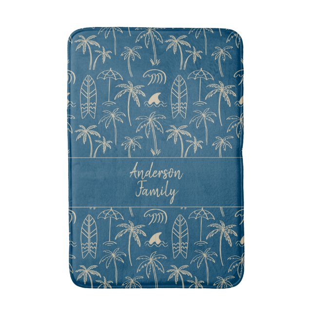 Tapis De Bain Beach holiday pattern and your name in beige (Devant (Vertical))