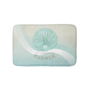 Tapis De Bain Beach House Clam Shell Aqua Blue ID623