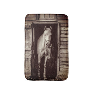 Tapis De Bain Beau Chevaux rustique Décor de ferme