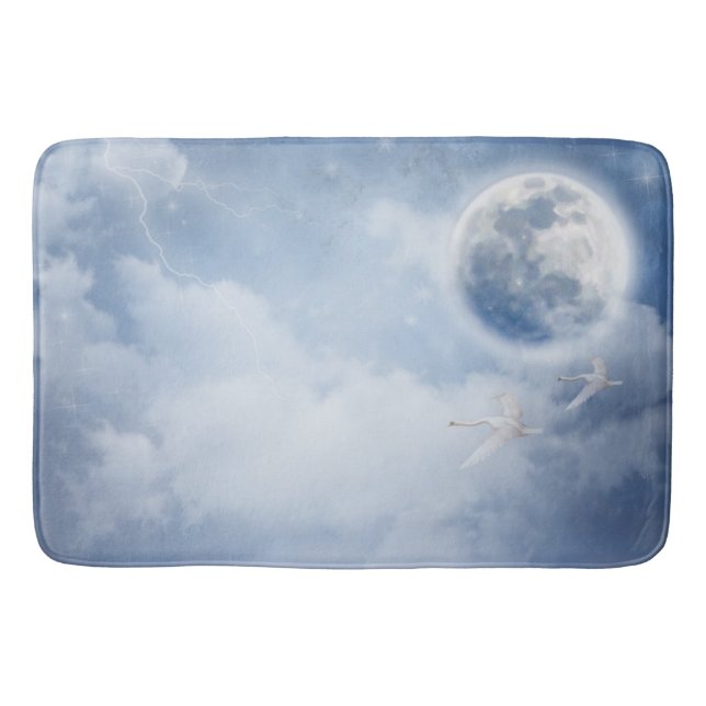 Tapis De Bain Beau ciel bleu avec cygnes volants (Devant)