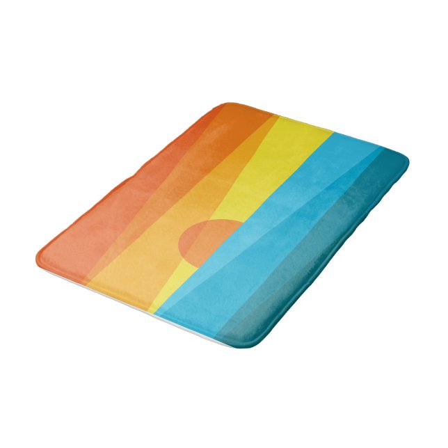 Tapis De Bain Beau coucher de soleil et vagues de mer (Angle)