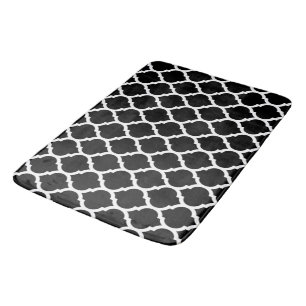 Tapis De Bain Beau moderne Elégant noir quatrefoil Motif
