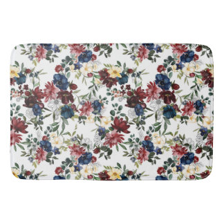 Tapis De Bain Beau motif floral Fleurs bleu rouge jaune