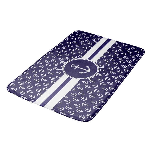 Tapis De Bain Beau thème nautique Motif Ancre (Angle)