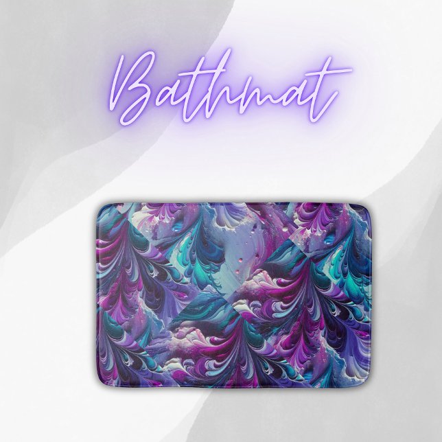 Tapis De Bain Beau Turquoise et rose Motif Abstrait | (Créateur téléchargé)