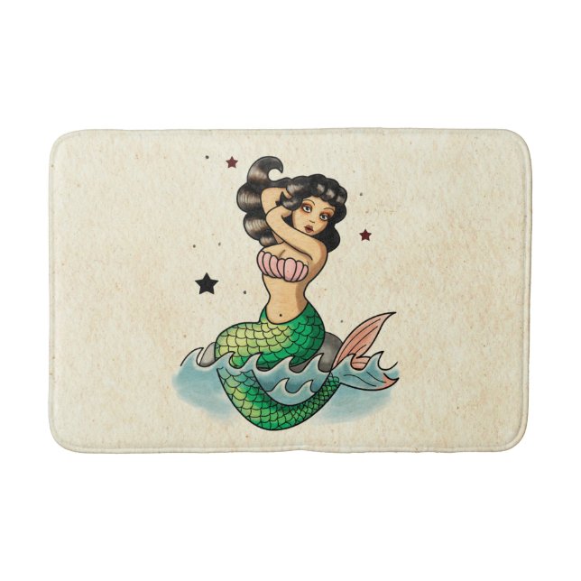 Tapis De Bain Beauté de sirène de vieille école (Devant)