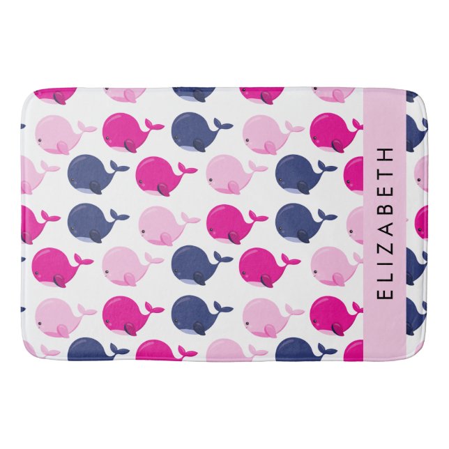 Tapis De Bain Beaux Baleines, Motif De Baleines, Votre Nom (Devant)