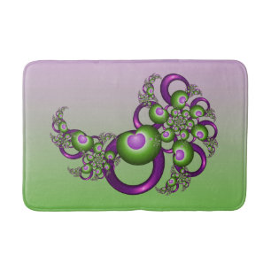 Tapis De Bain Beaux cœurs roses verts modernes abstraits fractal