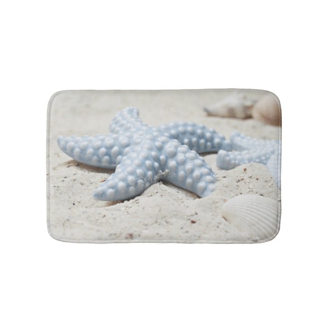 Tapis De Bain Beaux coquille et sable d'étoile de mer de plage (Devant)