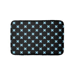 Tapis De Bain Bébé croix bleu coutures sur noir