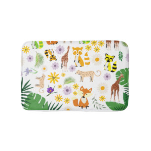 Tapis De Bain Bébés mignons Giraffe l Safari motif blanc