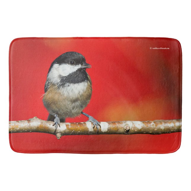 Tapis De Bain Bécasseau noir sur Arrière - plan rouge d'automne (Devant)