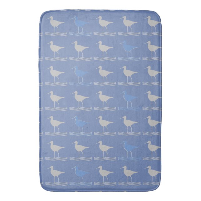 Tapis De Bain Bécasseaux à longues pattes Bleu Gris (devant Vertical)