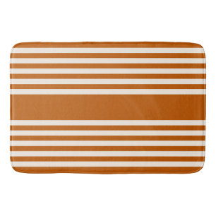 Tapis De Bain Beige et orange brûlé cinq rayures motif