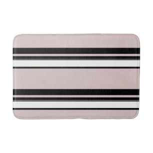 Tapis De Bain Beige Rose Blanc Noir Rayures Élégant Rayé