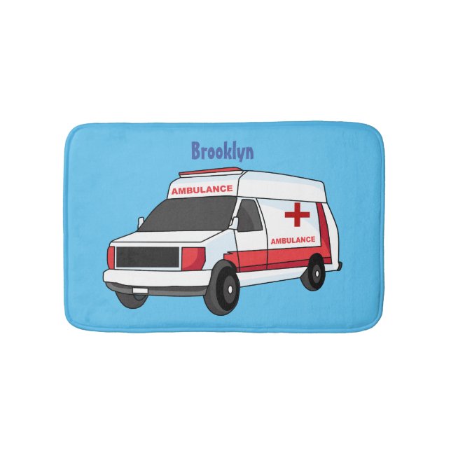 Tapis De Bain Belle ambulance rouge caricature van (Devant)