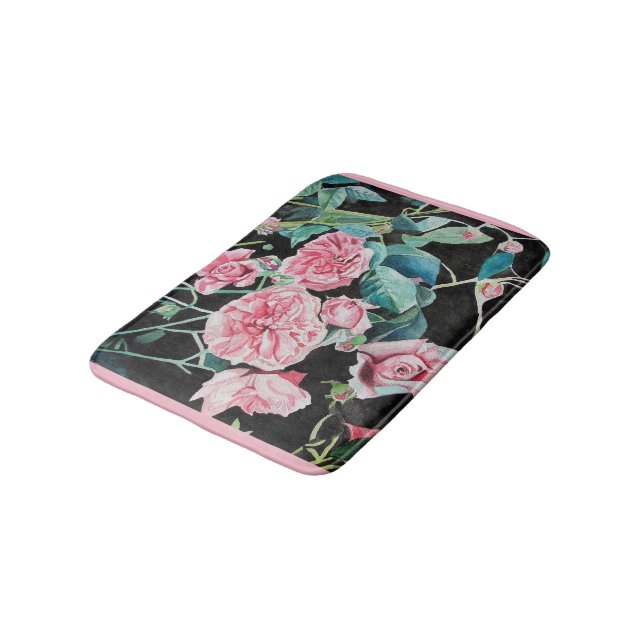 Tapis De Bain Belle Ancienne Roses Roses Roses Rose Mat de bain (Angle)