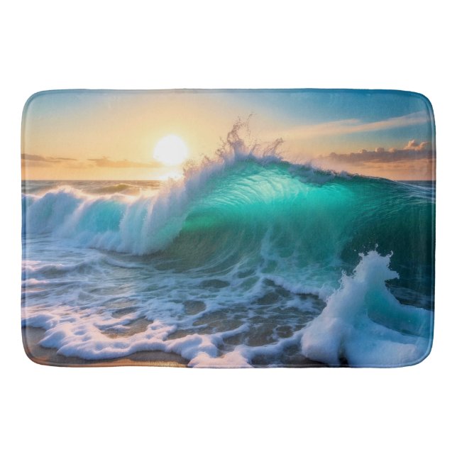 Tapis De Bain Belle Aqua Blue Frozen Ocean Waves Seascape (Devant)