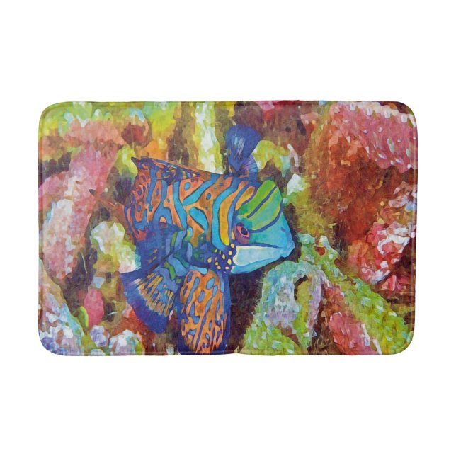 Tapis De Bain Belle aquarelle Mandarinfish Design (Devant)
