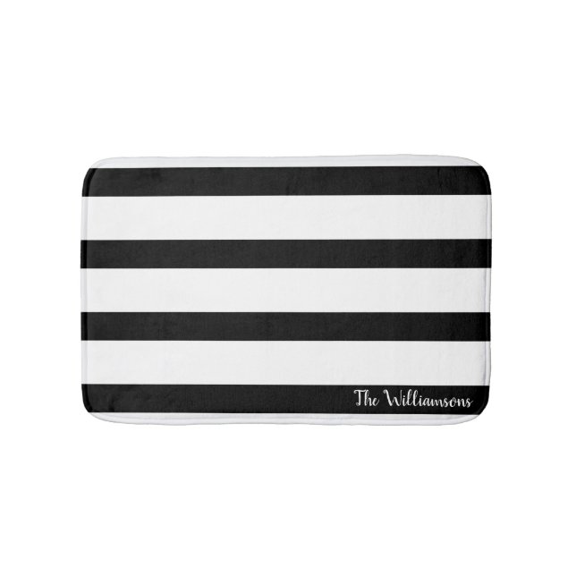Tapis De Bain Belle bande noire et blanche (Devant)