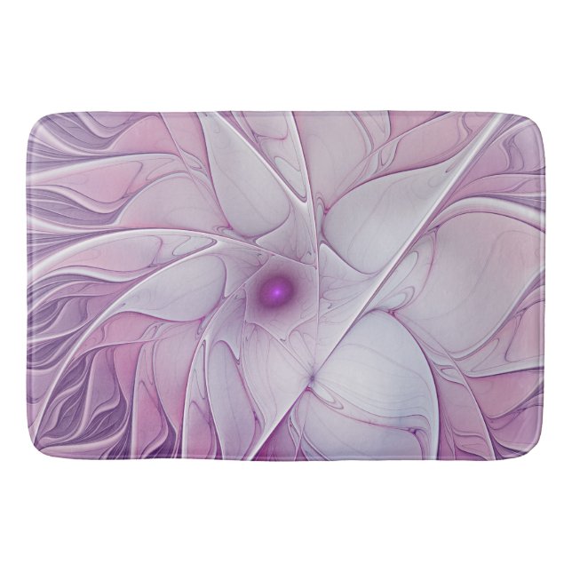 Tapis De Bain Belle Fleur rose moderne Fractal Art Abstrait (Devant)