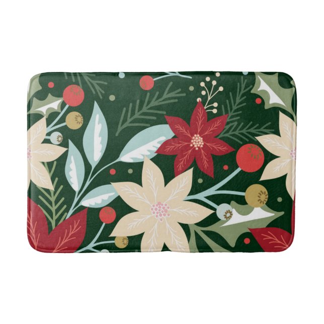 Tapis De Bain Belle florale de Noël (Devant)