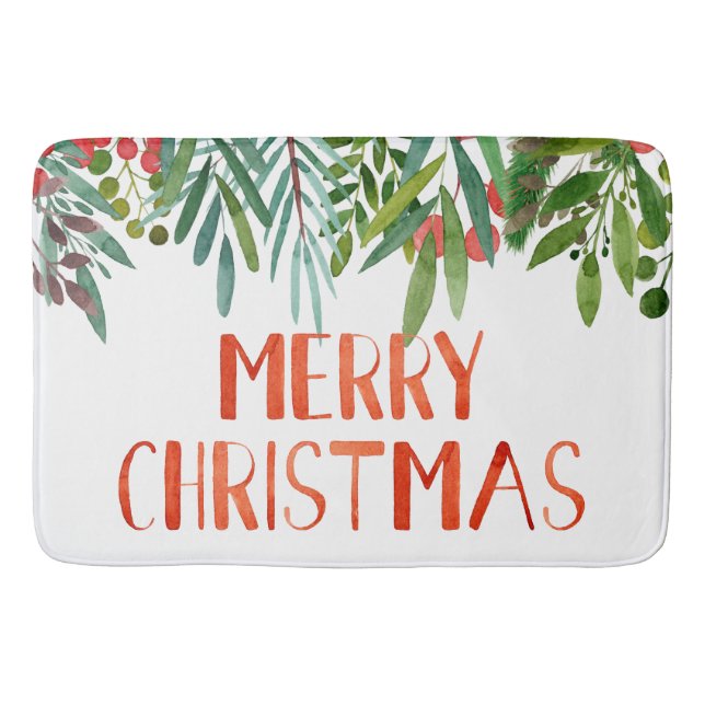 Tapis De Bain Belle "Joyeux Noël" Berry et Branches  (Devant)