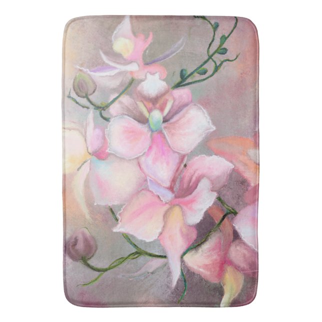 Tapis De Bain Belle Orchidée rose Fleurs de bain Mat - Peinture (devant Vertical)