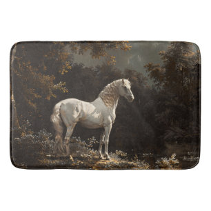 Tapis De Bain Belle peinture à l'huile de cheval blanc Vintage