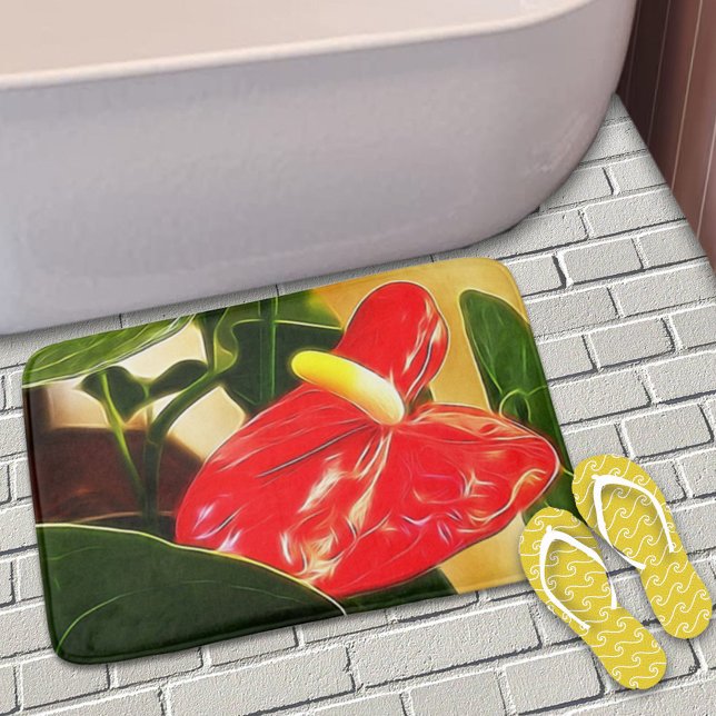 Tapis De Bain Belle photo rouge vif d'anthurium (Créateur téléchargé)